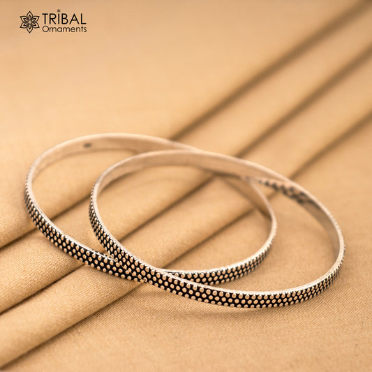 925 sterling silver handcrafted floral design bangles bracelet, fancy stylish gorgeous kangan tribal belly dance jewelry nba316