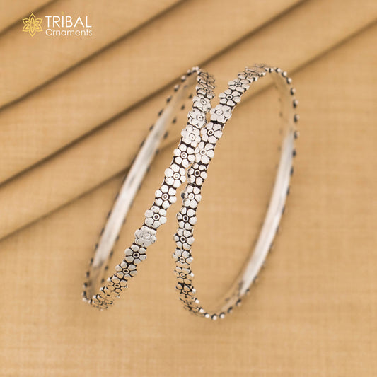 Vintage design floral style 925 sterling silver bangles bracelet, fancy stylish gorgeous kangan tribal belly dance jewelry nba345