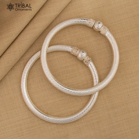 925 sterling silver plain shine ball design bangle bracelet kada,tribal ethnic kada bangle nba416