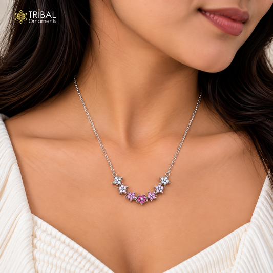 925 sterling silver zircon stone star design amazing necklace for women ms167
