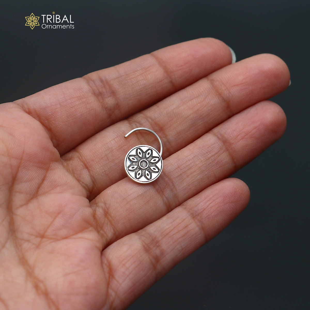 925 sterling silver vintage flower style nose pin ethnic tribal jewelry np138