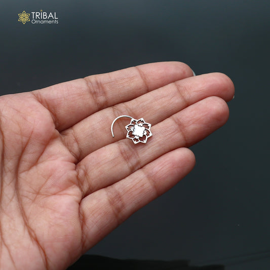 925 sterling silver vintage flower style nose pin ethnic tribal jewelry np146