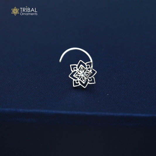925 sterling silver vintage flower style nose pin ethnic tribal jewelry np149