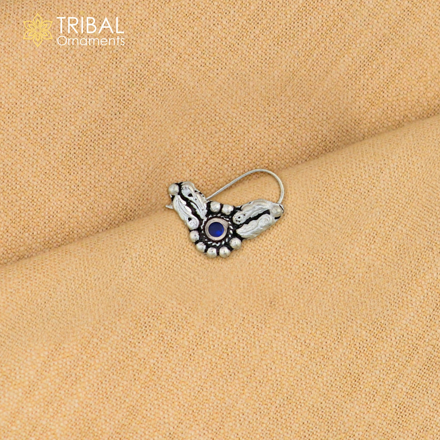 925 sterling silver vintage stylish design stone nose pin ethnic tribal jewelry np95