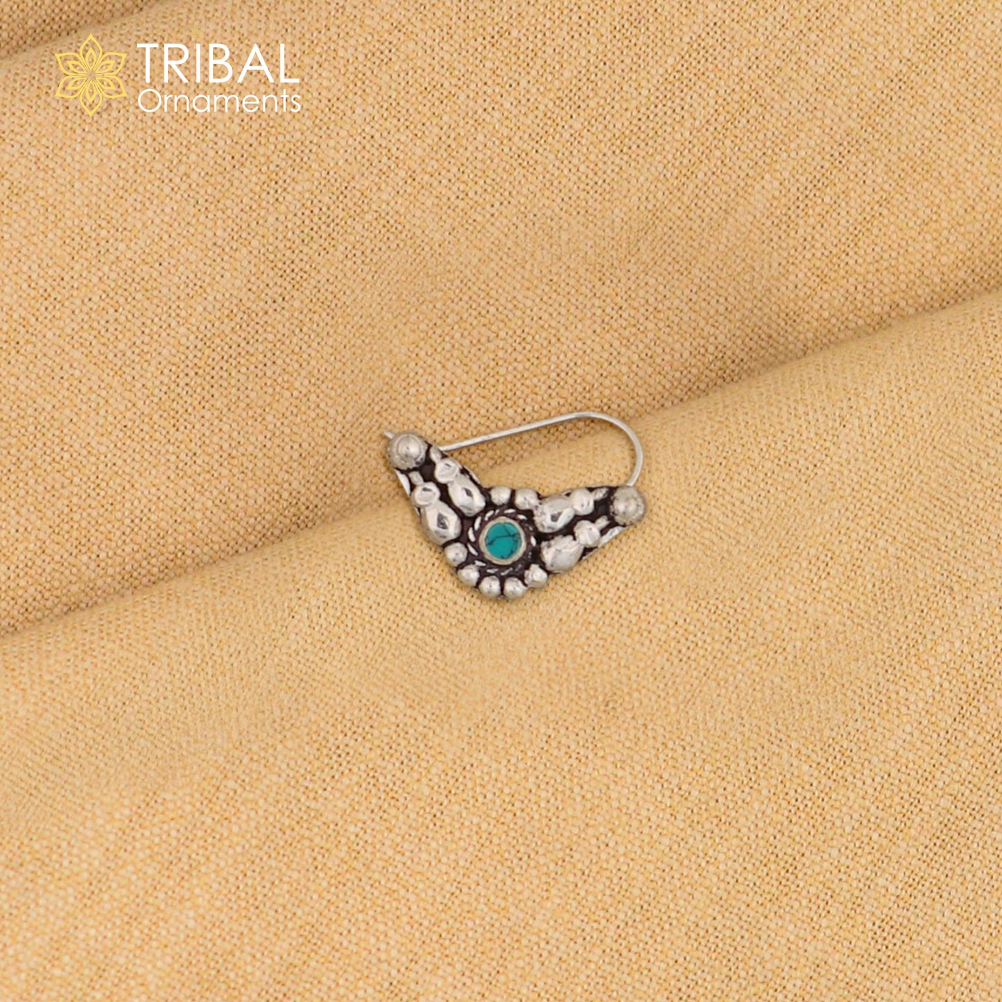 925 sterling silver vintage stylish design stone nose pin ethnic tribal jewelry np98