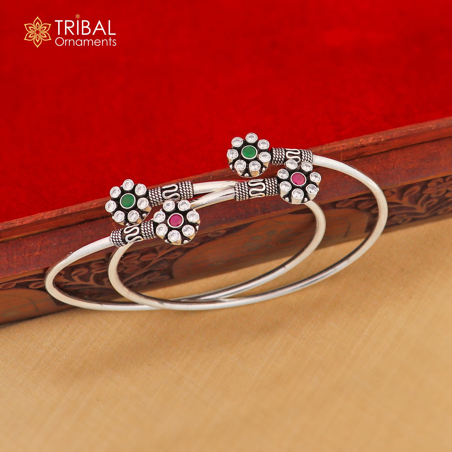 925 sterling silver round design red or green stone customized foot bracelet anklet kada ethnic jewelry nsfk139