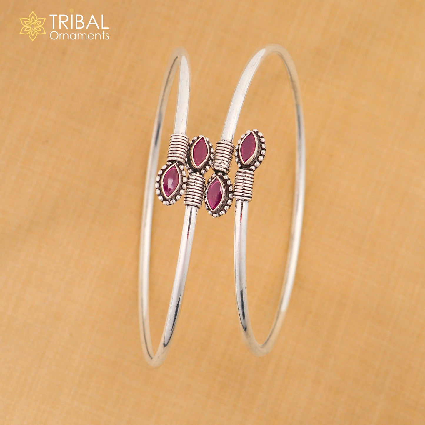 925 sterling silver vint design pink stone customized foot bracelet anklet kada ethnic jewelry nsfk140