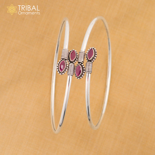 925 sterling silver vint design pink stone customized foot bracelet anklet kada  ethnic jewelry nsfk140
