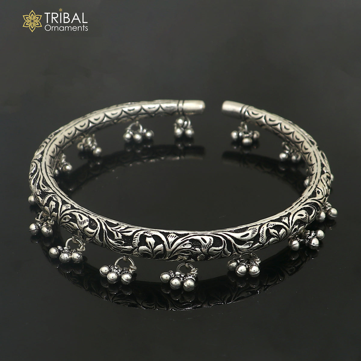 925 pure silver chitai work oxidized foot kada ankle bracelet tribal ethnic silver jewelry nsfk183