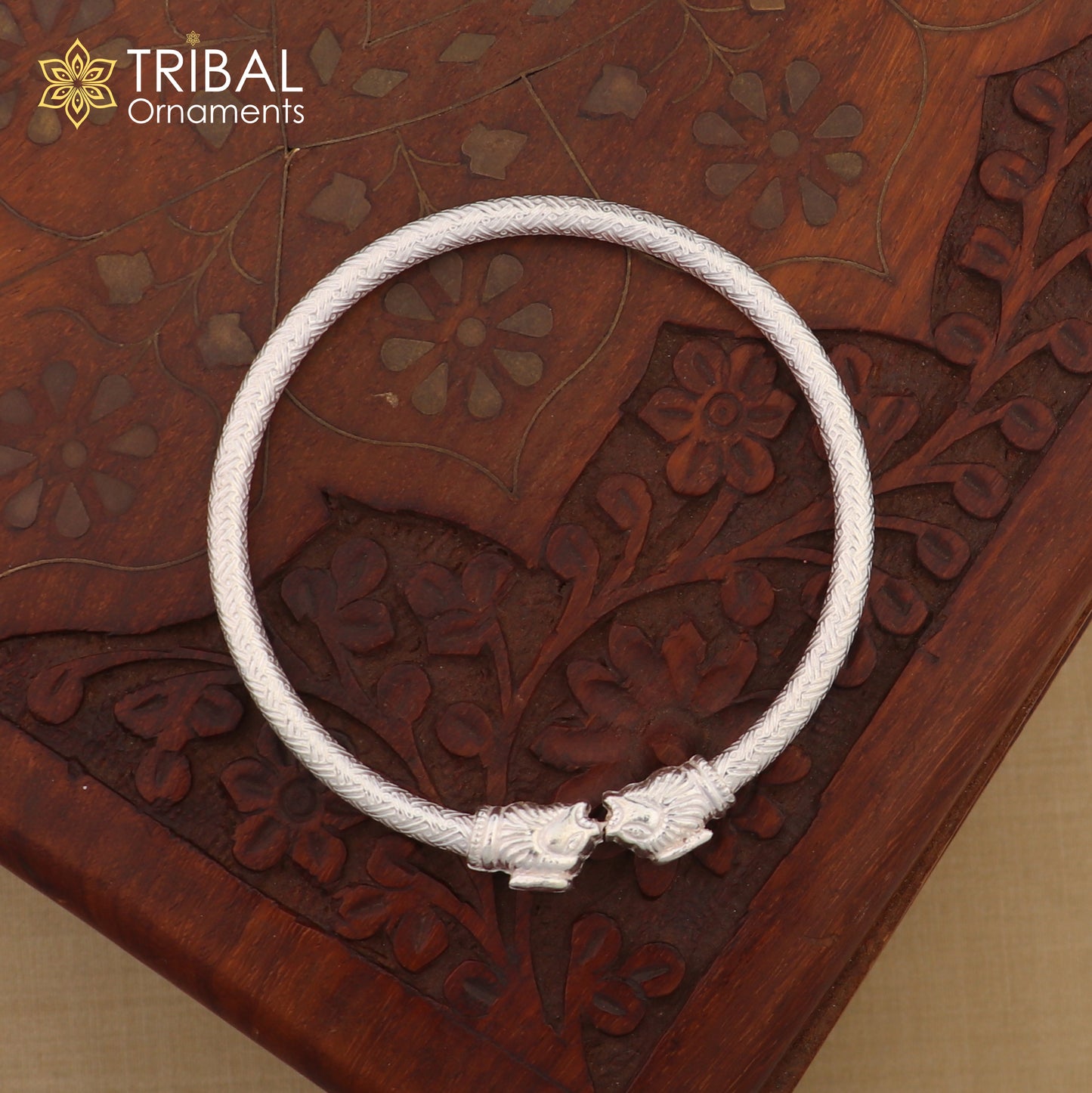 925 sterling silver handmade fabulous lion face stylish kada bangle bracelet tribal jewelry nsk853