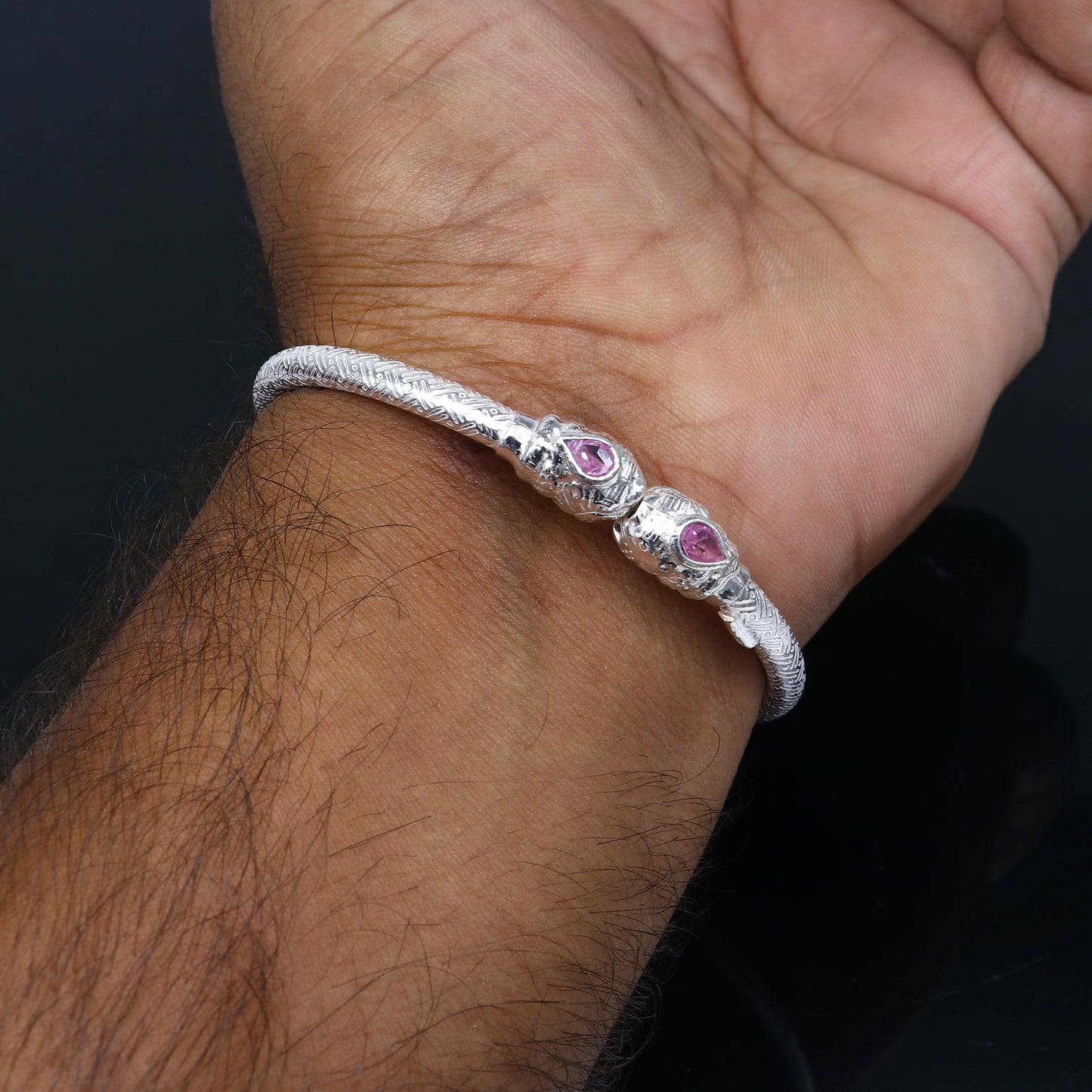 925 sterling silver handmade fabulous lion face stylish kada bangle bracelet tribal jewelry nsk853 - TRIBAL ORNAMENTS