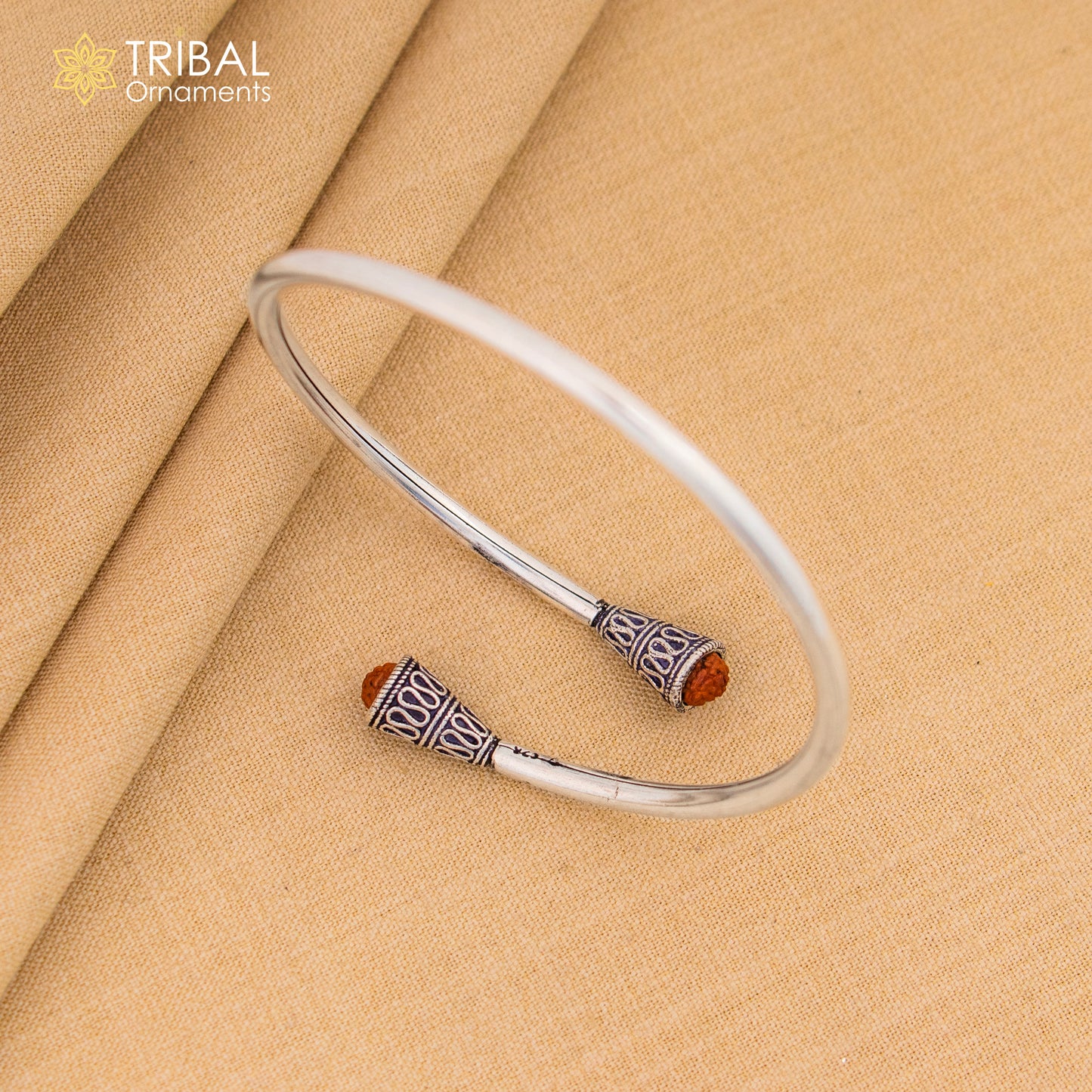 925 sterling silver handmade rudraksha kada bracelet unisex kada nsk898