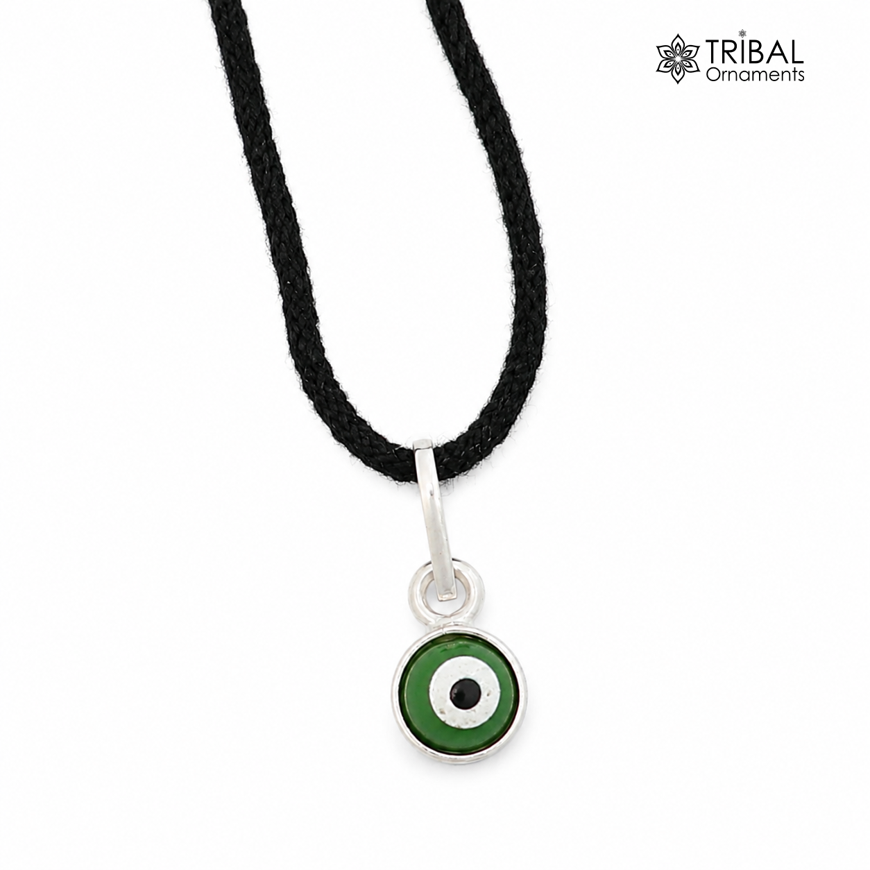 Sterling silver evil eye pendant for girls and kids, protective jewelry, handcrafted by TRIBAL ORNAMENTS.