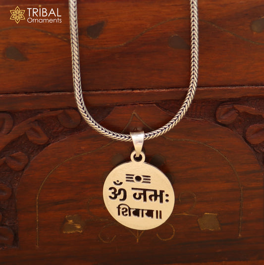 925 sterling silver Om namah shivay mantra unisex pendant nsp1184