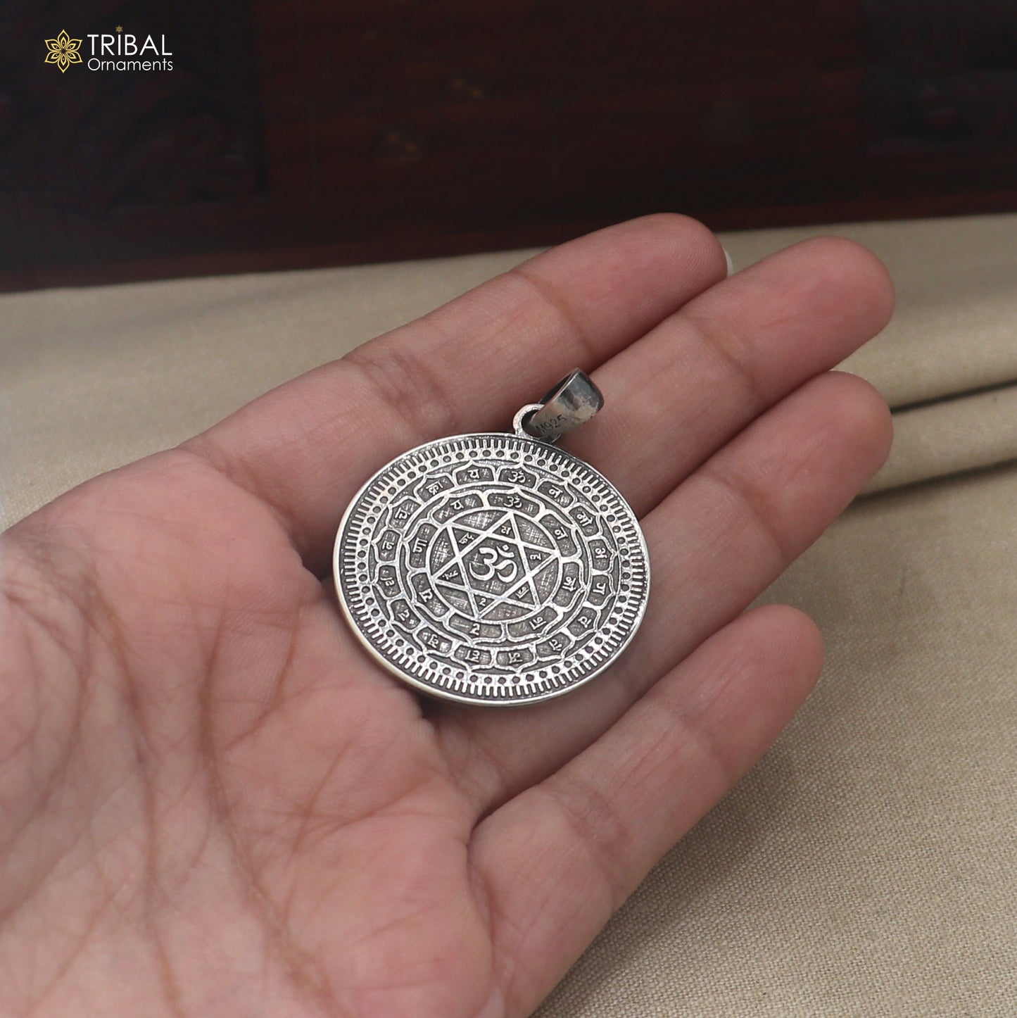 925 sterling silver Sudarshan chakra or Shree yantra combo pendant with chain unisex jewelry nsp1186
