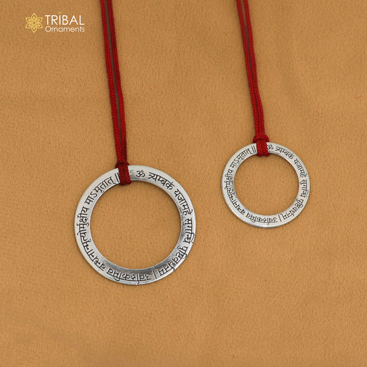 925 Sterling silver Shree Maha Mrityunjay mantra pendant with intricate ethnic divine design, crafted by TRIBAL ORNAMENTS.