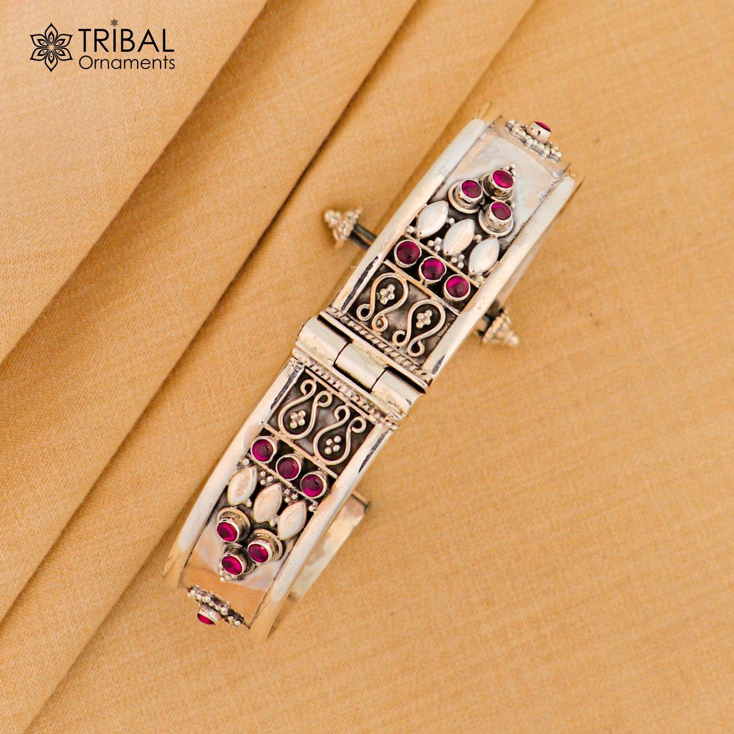 925 sterling silver vintage design purple stone bangle cuff bracelet stunning stylish tribal brides jewelry nssk480