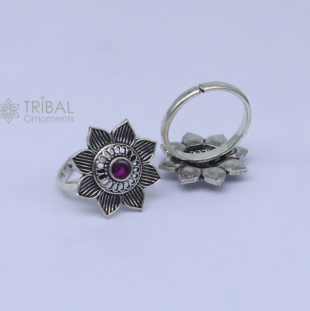 925 sterling silver adjustable size toe ring band red stone tribal belly dance ethnic cultural jewelry from india ntr110 - TRIBAL ORNAMENTS