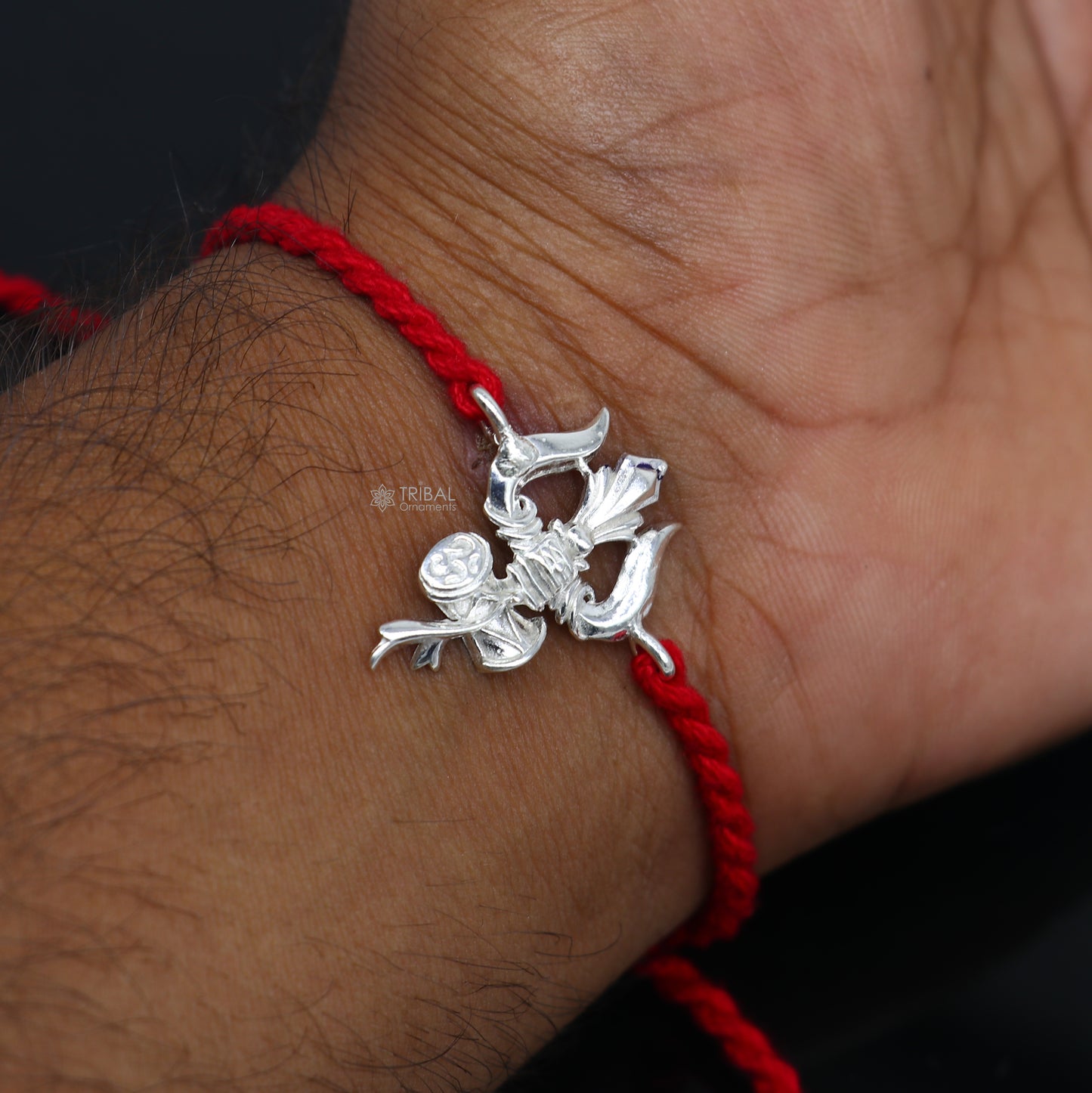 925 sterling silver Trishul / Trident design pendant rakhi Rakshabandhan festival rk405 - TRIBAL ORNAMENTS