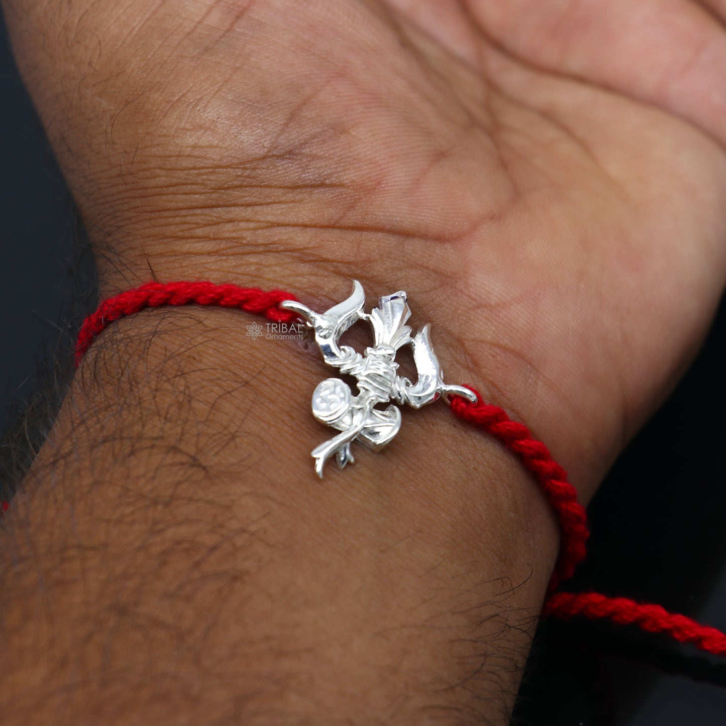 925 sterling silver Trishul / Trident design pendant rakhi Rakshabandhan festival rk405 - TRIBAL ORNAMENTS