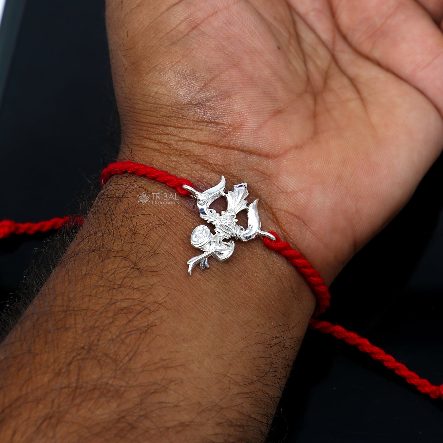 925 sterling silver Trishul / Trident design pendant rakhi Rakshabandhan festival rk405 - TRIBAL ORNAMENTS