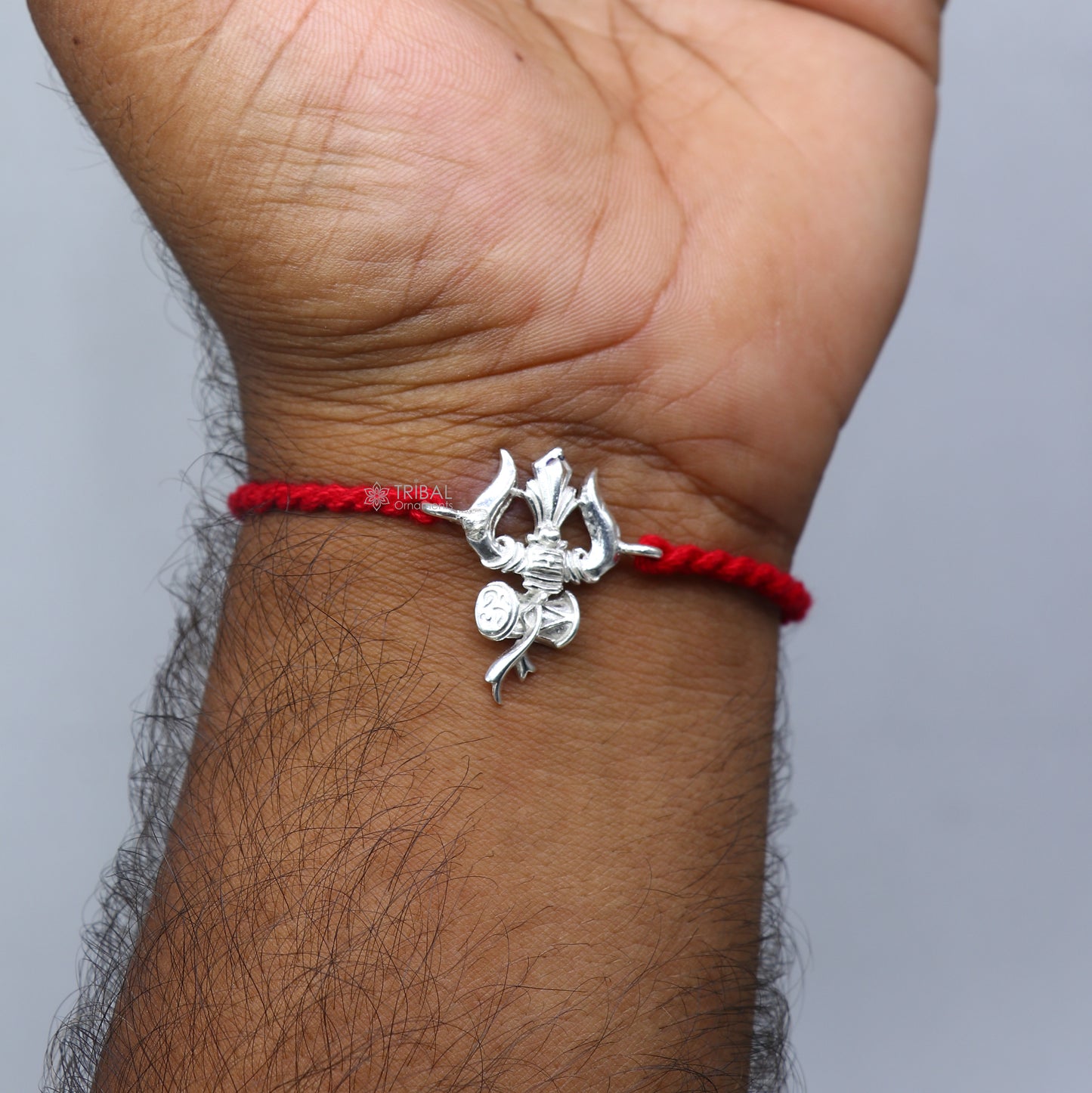 925 sterling silver Trishul / Trident design pendant rakhi Rakshabandhan festival rk405 - TRIBAL ORNAMENTS