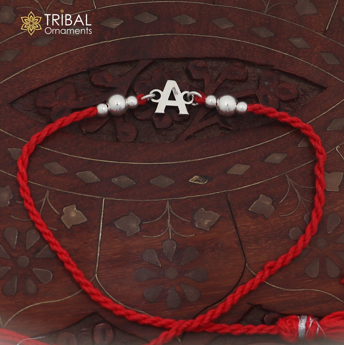 925 sterling silver beads with A letter pendant Rakhi bracelet rK427