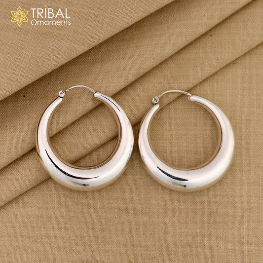 Vintage Design 925 sterling silver fabulous hoops earring, tribal kundal earring from Rajasthan India, best gifting unisex jewelry ear610