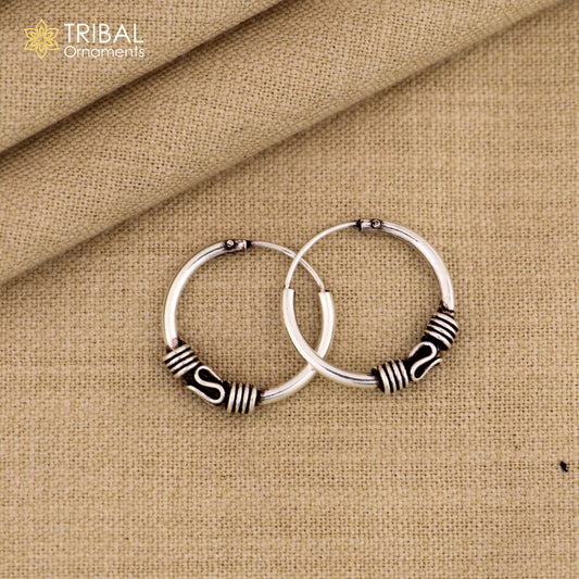 925 sterling silver handmade traditional cultural hoops earrings bali ,pretty gifting bali tribal ethnic jewelry India s1213