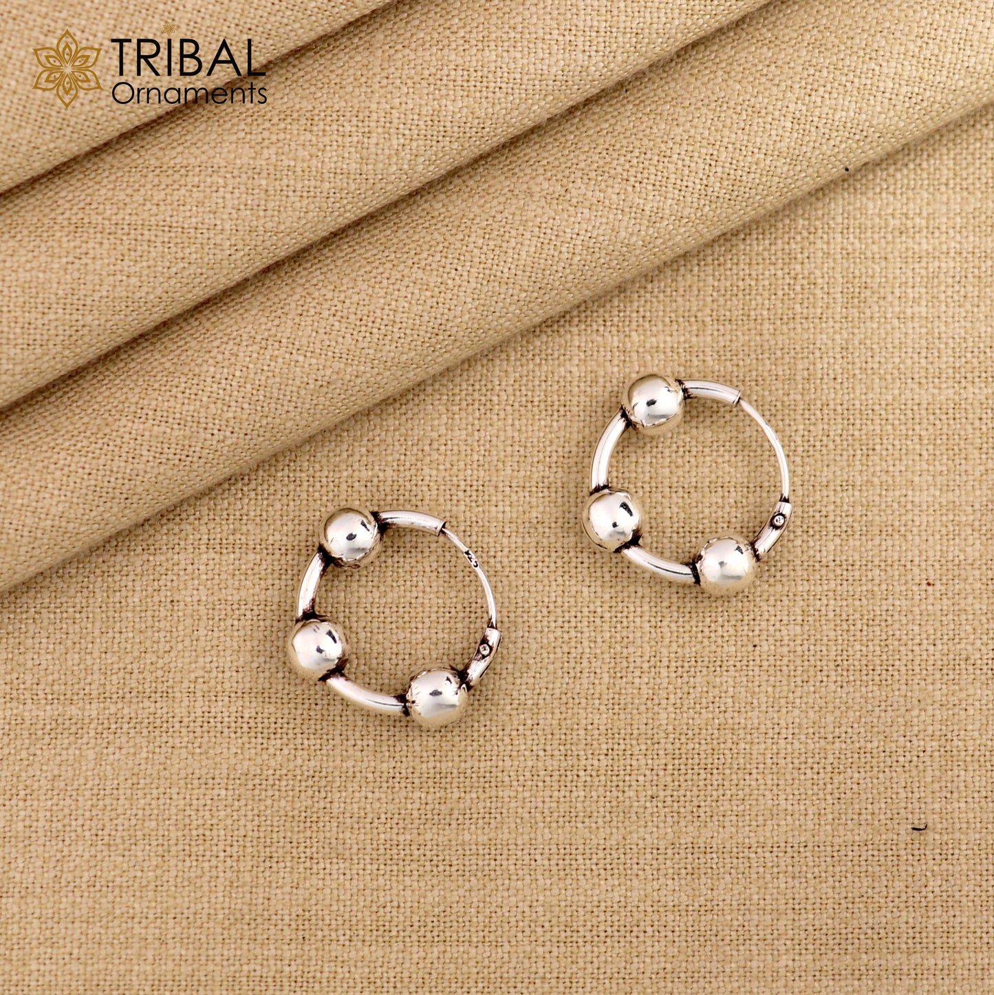 Exclusive new fancy stylish small 925 sterling silver handmade hoops earrings bali ,pretty gifting bali tribal jewelry india s1216