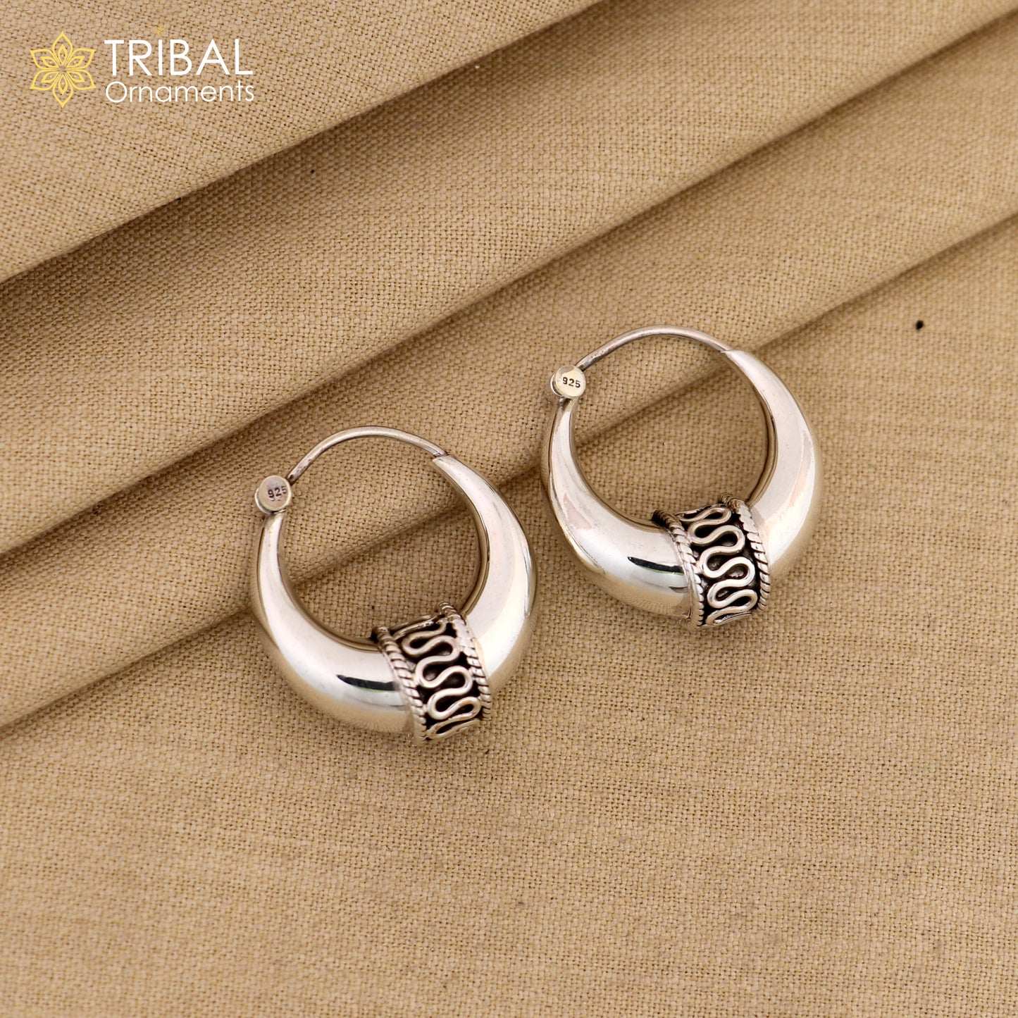 925 sterling silver ethnic hoops earrings kundal bali vintage design customized tribal belly dance custom made jewelry from india s856