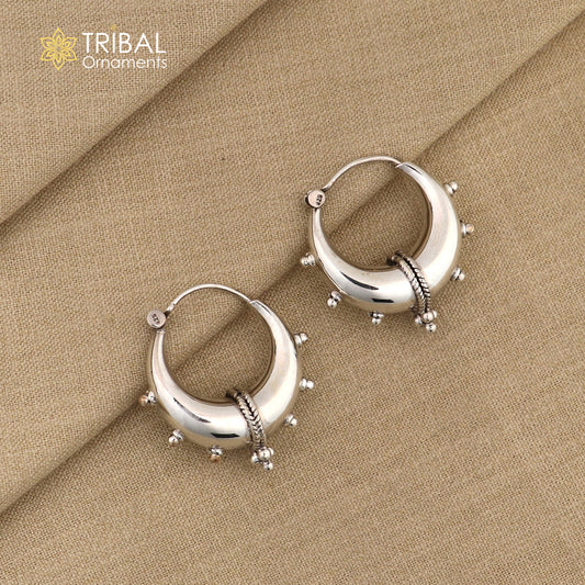 Vintage style 925 sterling silver handmade unique traditional cultural ethnic hoops earring bali for men's/girl's best dancing jewelry s1125