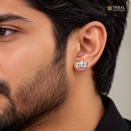 925 Sterling silver goddess " Radha" stud earring unisex cultural divine jewelry s1309