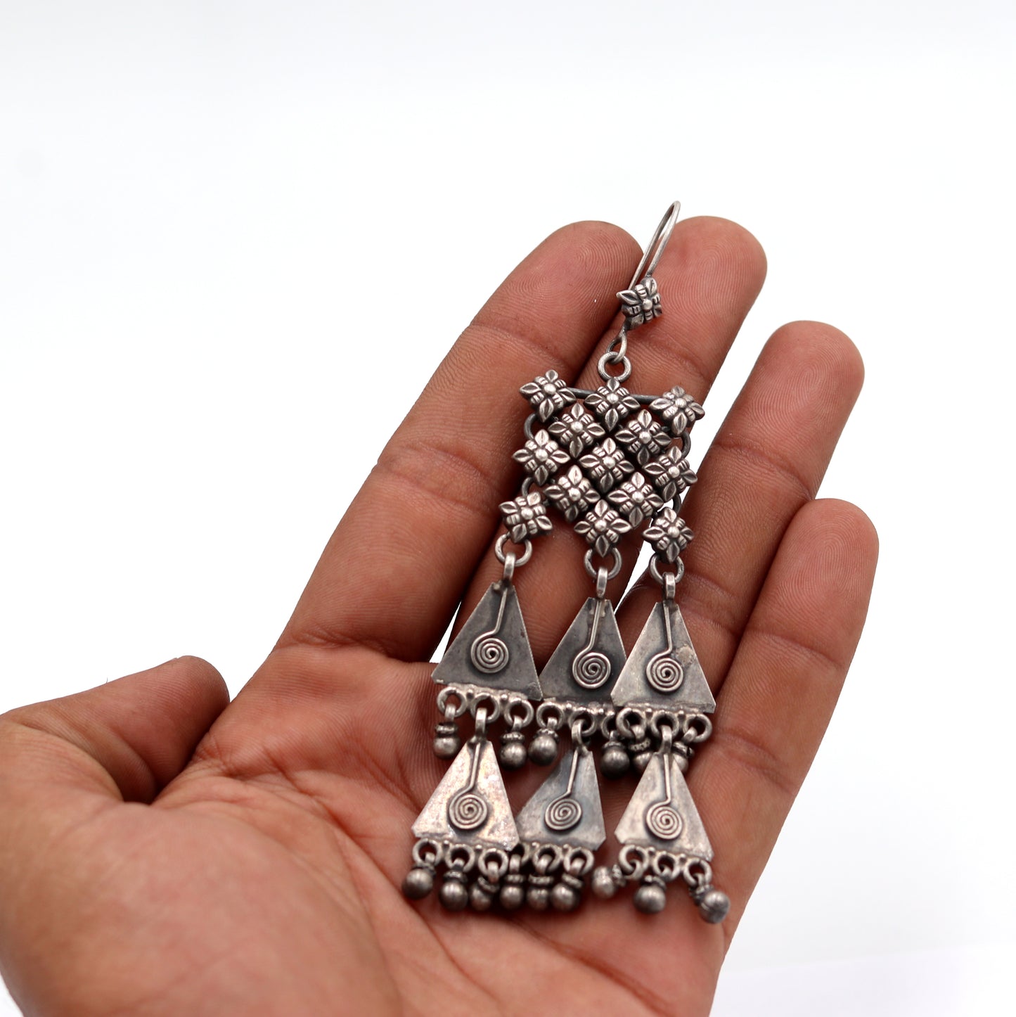 925 sterling silver ethnic choras design drop dangle earring banjara jewellery s1348 - TRIBAL ORNAMENTS