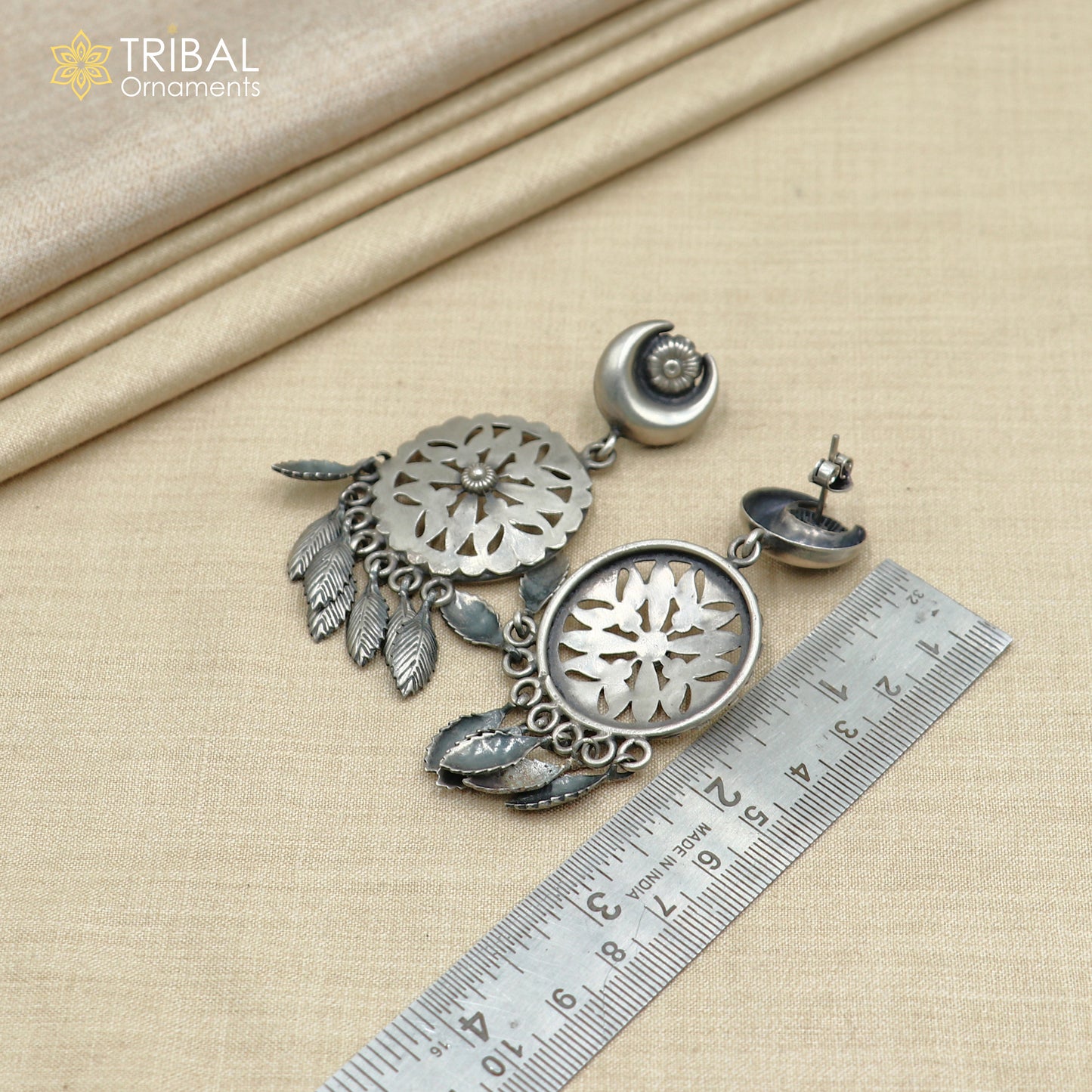 925 sterling silver vintage floral design jumka earring ethnic tribal jewelry s1370