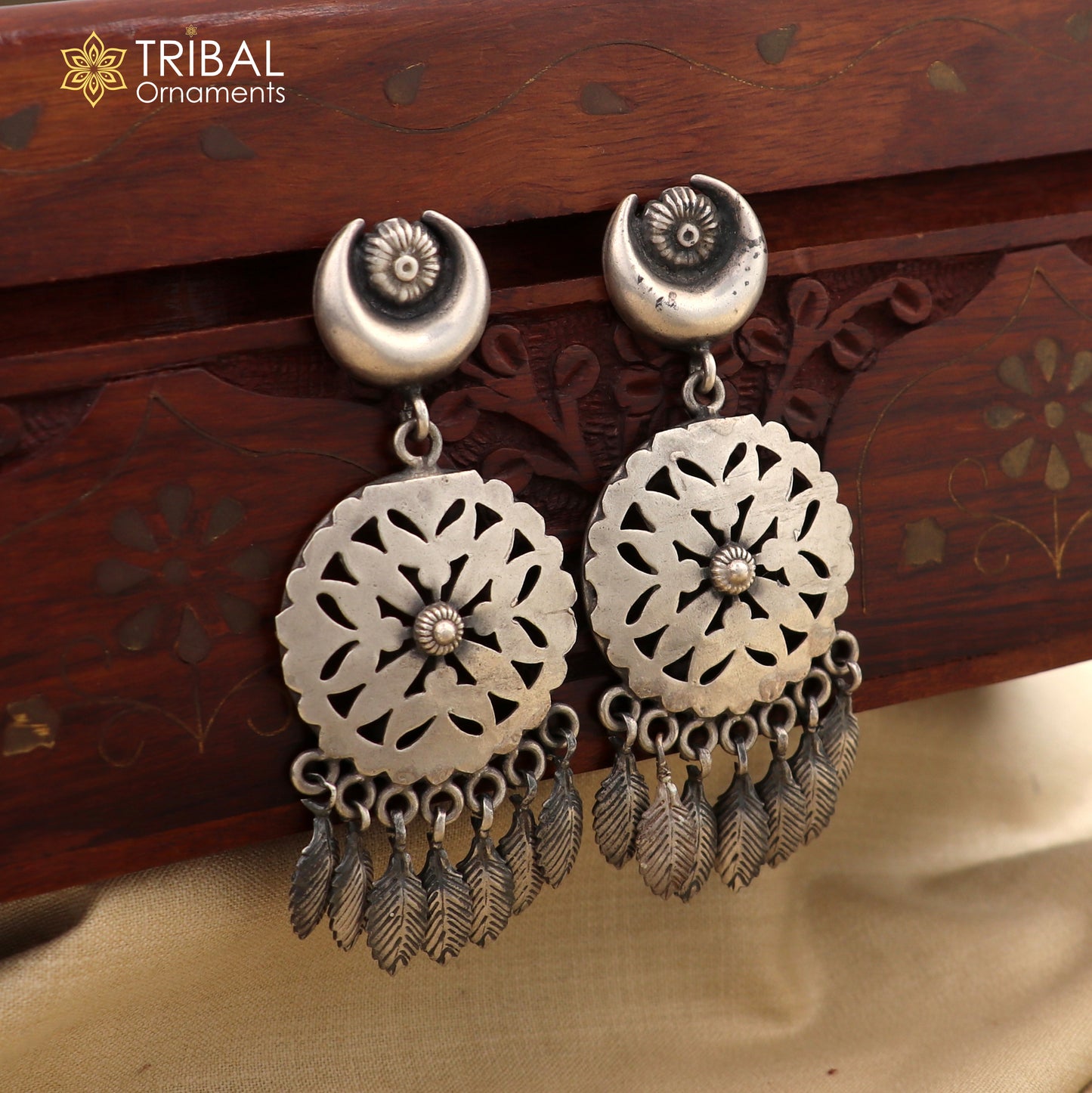 925 sterling silver vintage floral design jumka earring ethnic tribal jewelry s1370