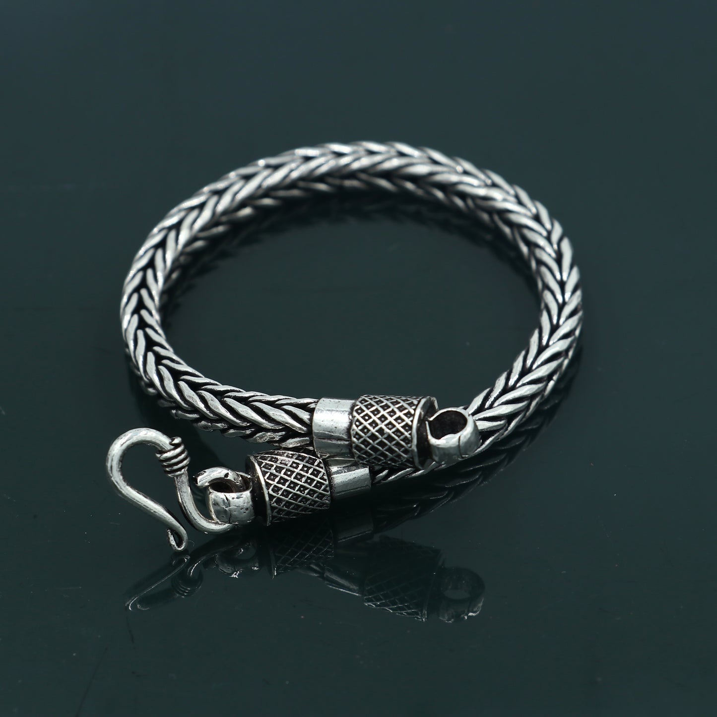 8"/ 8.5" 5mm 925 sterling silver wheat design chain customized design handmade silver bracelet unisex indian tribal jewelry sbr767 - TRIBAL ORNAMENTS