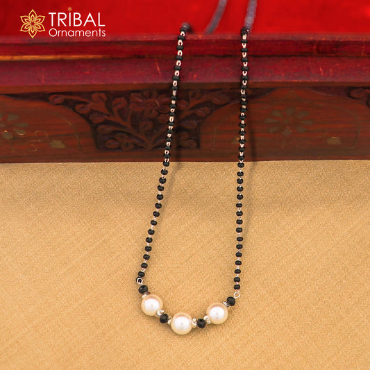 925 sterling silver black beads chain necklace, gorgeous small silver bead design pendant, traditional style chain beaded necklace set324