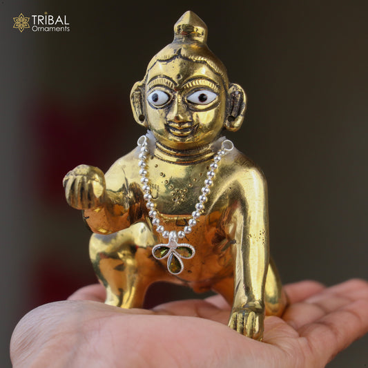 925 sterling silver beaded chain necklace for Lord Krishna Laddu Gopala jewelry set839