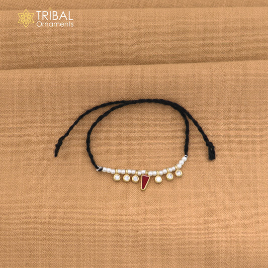 925 sterling silver pearl style red stone necklace for idols or god statues gold polished jewelry set867