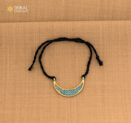 925 sterling silver pearl style blue stone necklace for idols or god statues gold polished jewelry set872
