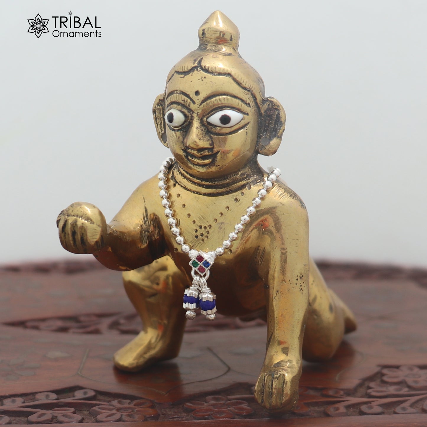 925 sterling silver beaded chain necklace for Lord Krishna Laddu Gopala jewelry set887