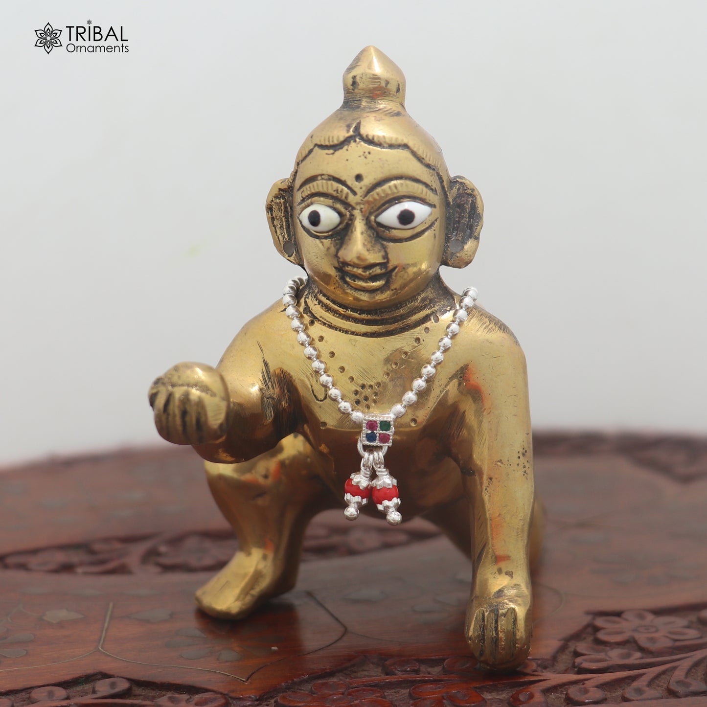 925 sterling silver beaded chain necklace for Lord Krishna Laddu Gopala jewelry set892