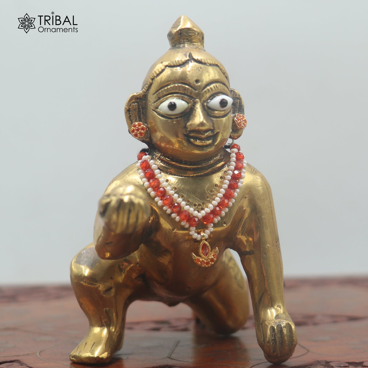 925 sterling silver pearl and red stone necklace for idols or god statues gold polished jewelry set893