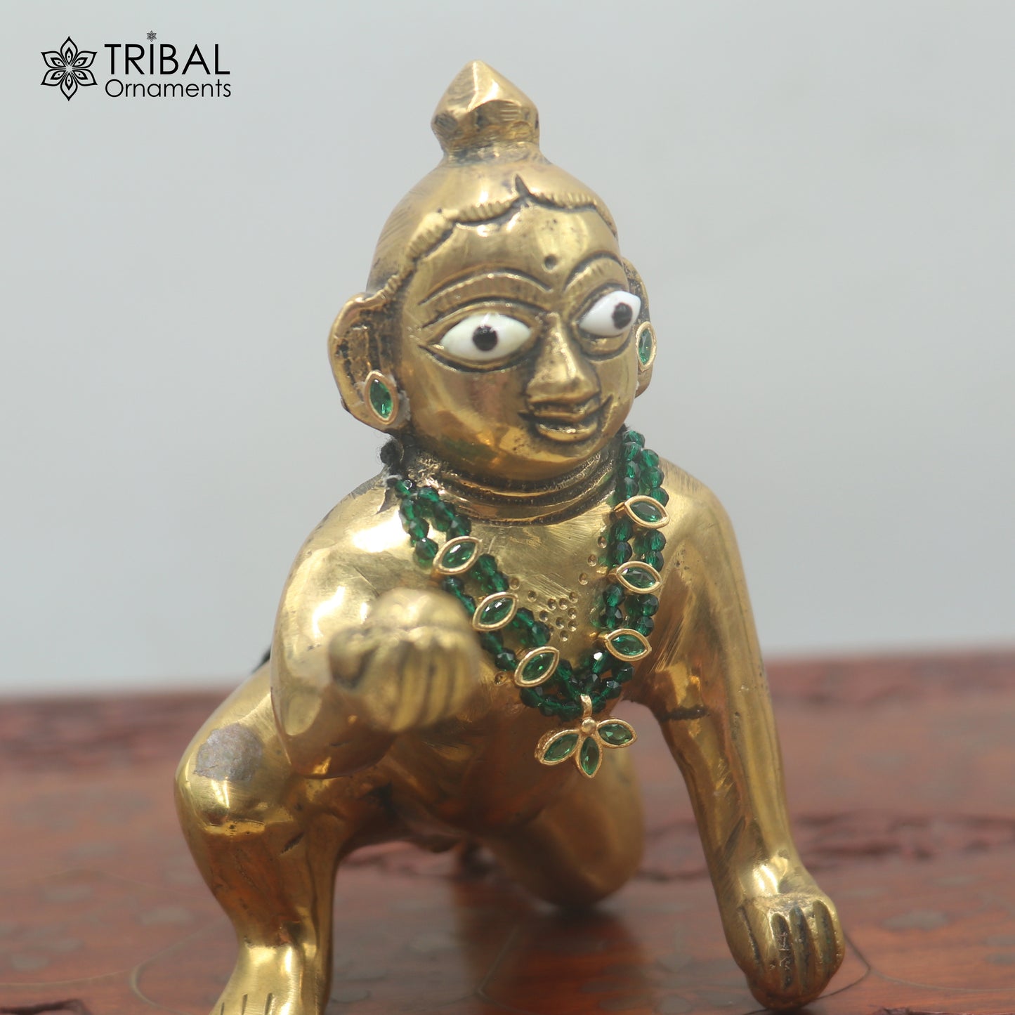 925 sterling silver green stone necklace for idols or god statues gold polished jewelry set894