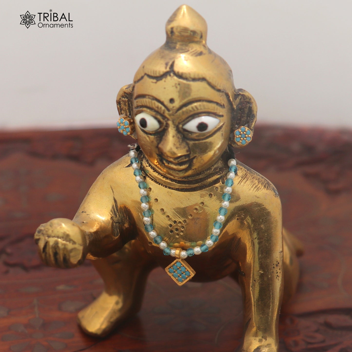 925 sterling silver pearl and turquoise stone necklace for idols or god statues gold polished jewelry set902