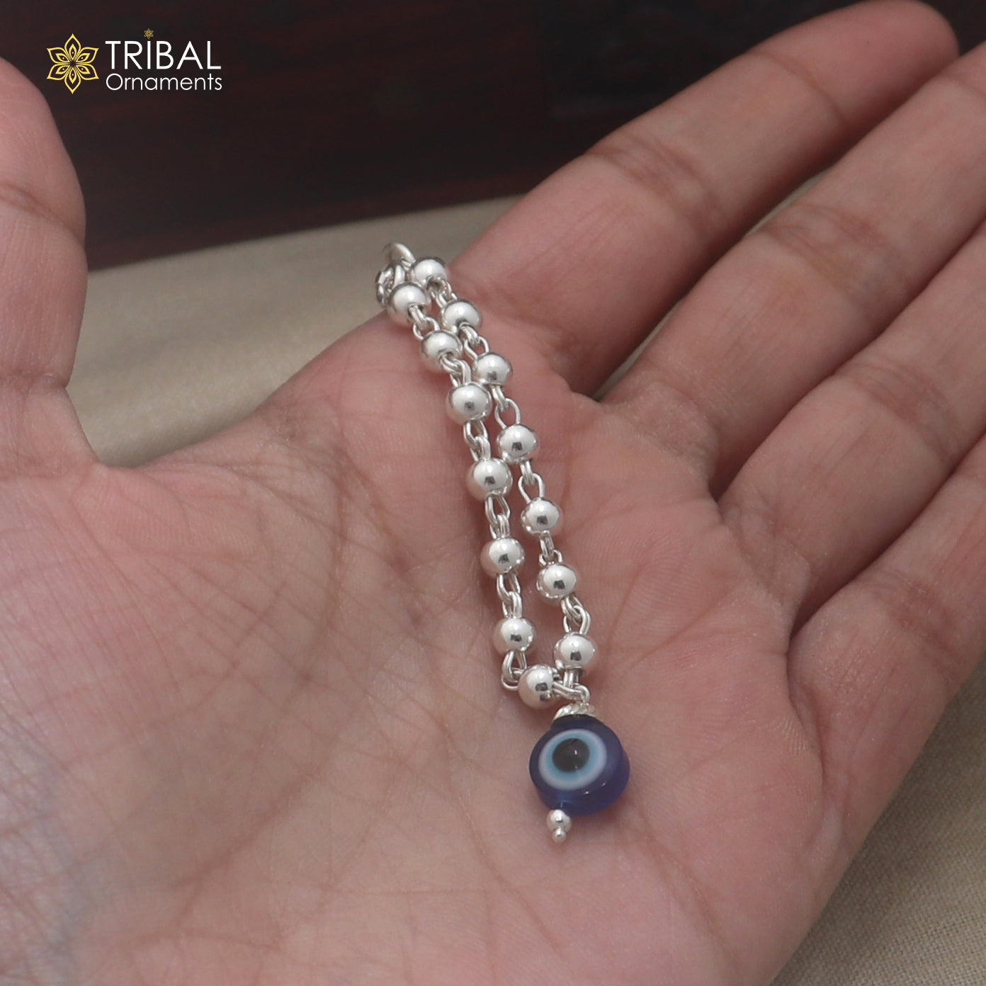 925 sterling silver beaded chain evil eye necklace for Lord Krishna Laddu Gopala jewelry set909