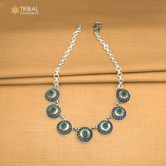 925 sterling silver traditional fit neck stone choker necklace best belly dance jewelry set920