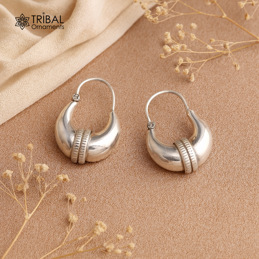 925 sterling silver handmade vintage antique design amazing design hoops earring bali, customized earring gift tribal ethnic jewelry ske14