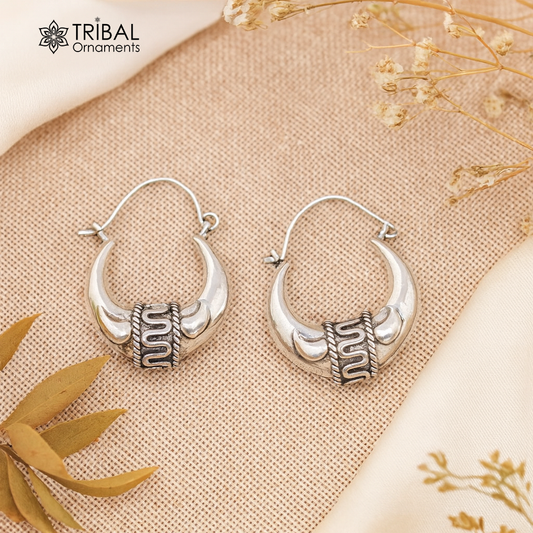 925 sterling silver handmade pretty attractive hoops stud earring bali, excellent customized stylish belly dance personalized gift ske4